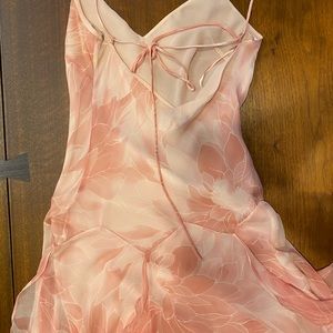 Pink floral cocktail dress tea length